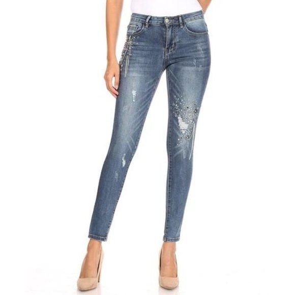 Eli and Lo B Urban Boutique Denim - Diamond Blue Skinny Jeans